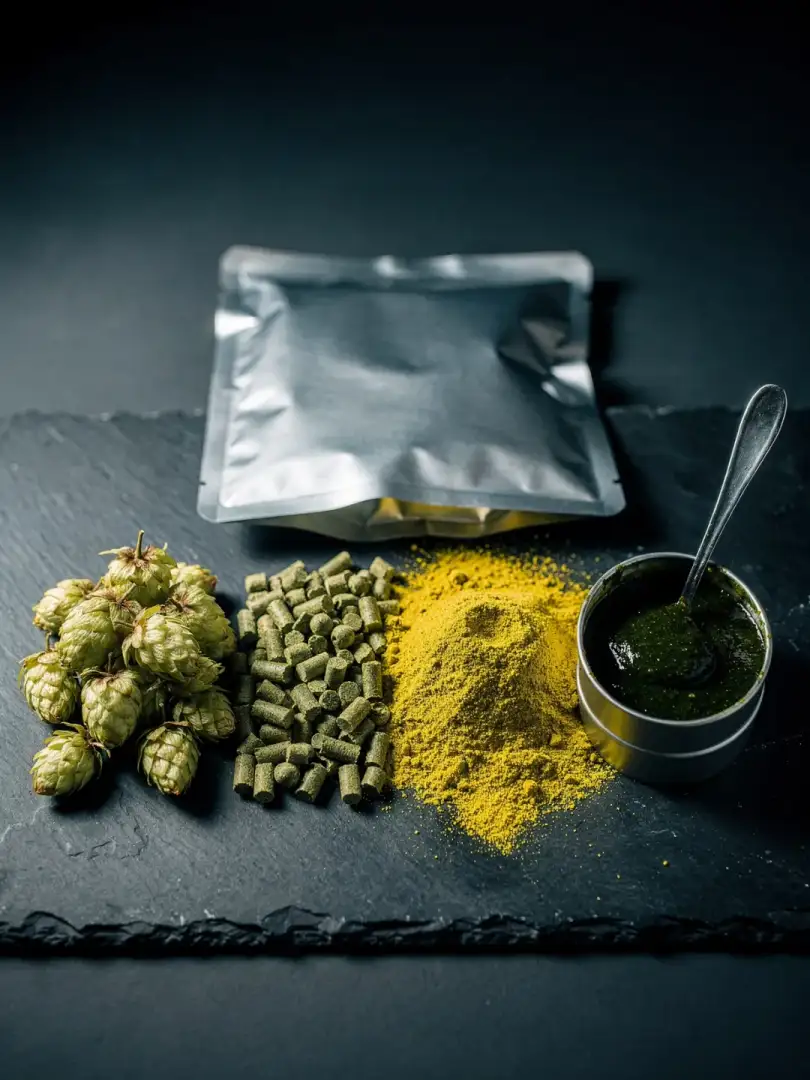 Hopfenpellets, Dolden, Extrakt und Kryo-Hopfen