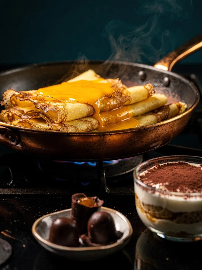 Brand im Dessert: Flambieren, Weinbrandbohnen, Tiramisu