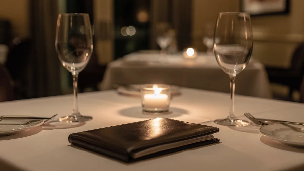 Wein im Restaurant bestellen: Weinkarte, Probieren, Zurückgeben — Motiv zum Thema Technik