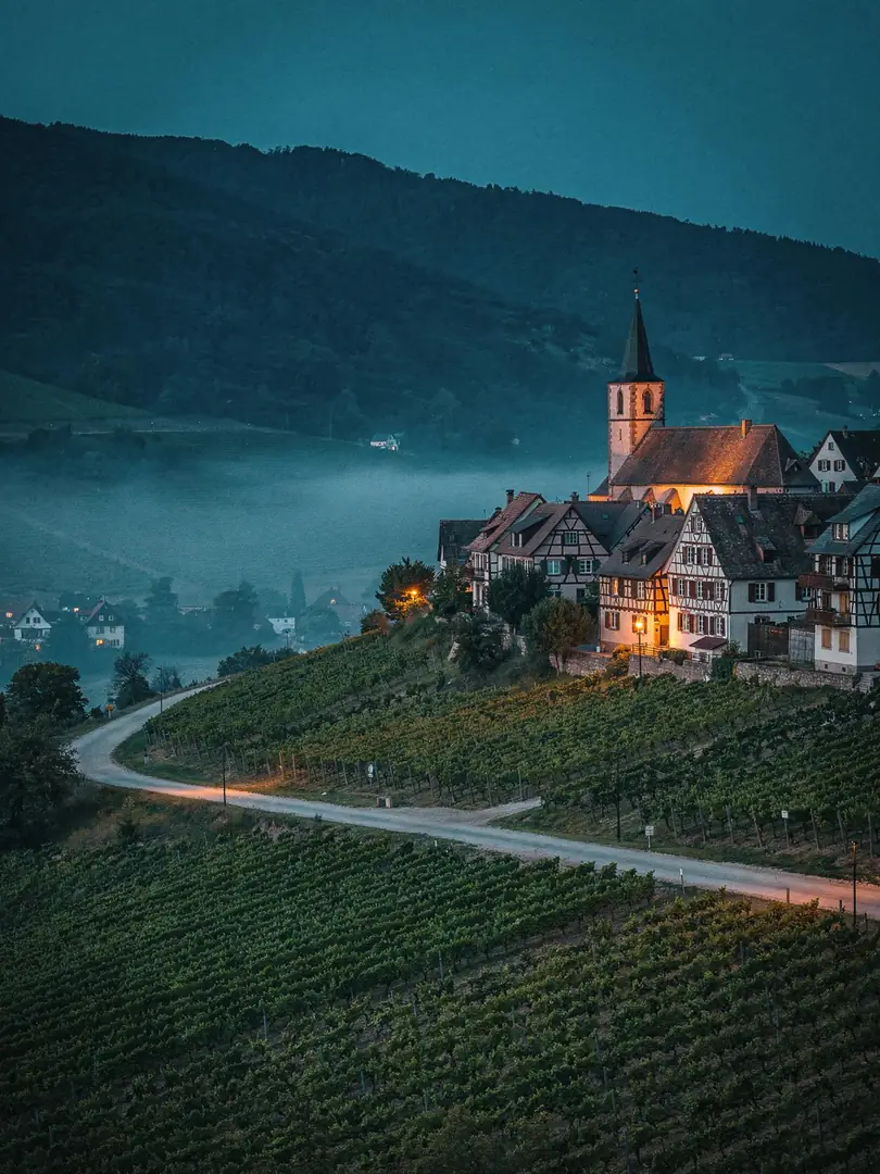 Landschaft der Region Elsass & Crémant d’Alsace