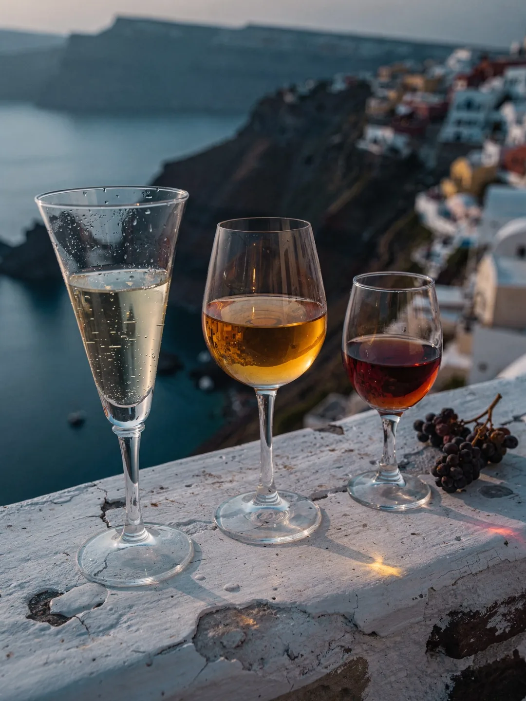 Gläser in der Region Santorini